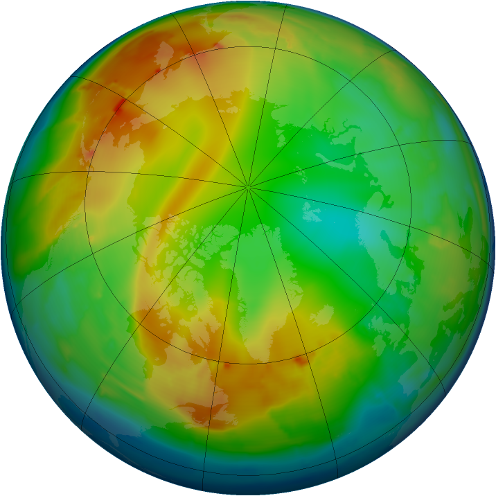 Arctic ozone map for 05 January 2013